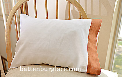 Hemstitch Baby Pillowcase, Burnt Orange color border, 2 cases